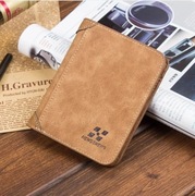 brązowy, składany portfel męski z nubukowej skóry PU