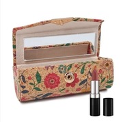 Etui Na Pomadkę Z Lusterkiem Na Szminkę W Kwiaty Korkowe Na Zatrzask
