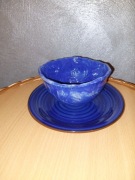 Kobaltowa misa ceramiczna plus talerzyk 