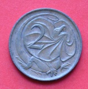 2 Centy  1976   r -     Australia  Jaszczurka Smok     stan !!