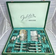 SREBRO duży zestaw srebrnych sztućców produkcji Hefra 36szt 1415g