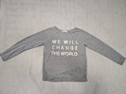 Szara bawełniana bluza dresowa z napisami H&M 146 - 152