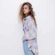 Kurtka zara bluza krata fioletowa s/m