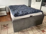 Łóżko Meblik – grafit + szara tapicerka, solidne i wygodne