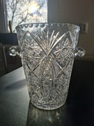 Kryształowy wazon PRL z uchwytam i | ciężki kryształ | vintage