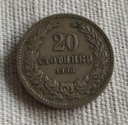 Moneta Bułgaria 20 Stotinki 1906 r.