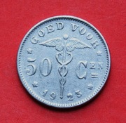 50  Centimes 1923  r -    Belgia   Belgie  Kaduceusz