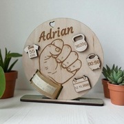 Drewniana Metryczka na Opaskę Szpitalną Dziecka