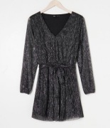 SINSAY Czarna błyszcząca sukienka wiązana S / 36 – elegancka na wyjście