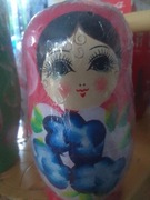 Matrioszka czerwona babuszka  lalki drewniane 5 szt.komplet 12 cm