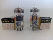 ECC81 12AT7 Sylvania black plate copper rods, wczesne, para NOS nowe