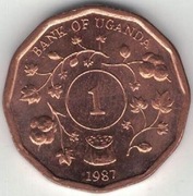 Uganda 1 shilling szyling 1987 - 19,85 mm nr 1 UNC