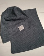 Komplet jesienny czapka komin prążek bawełna elastan jakość 50-56 szary