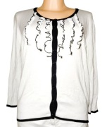 Biały Sweter z ozdobną wstawką na dekolcie wiskoza F&F 46 (3 XL)