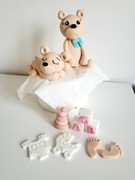 Zestaw Miś ROCZEK/CHRZEST - figurki z masy cukrowej dekoracje na tort