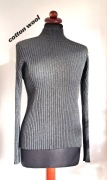 Prążkowany szary półgolf w prążki  vintage cozy scandi wool cotton S 36