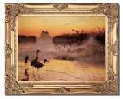 obraz JÓZEF CHEŁMOŃSKI ŚWIT KRÓLESTWO PTAKÓW rama złota prezent KRAJOBRAZ