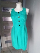 Zielona sukienka Atmosphere r. 36 kokarda guziki elegancka