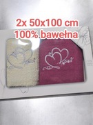 Zestaw prezentowy - Komplet ręczników Żona Mąż 2szt 50x100, 100% bawełna 