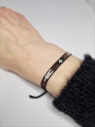 Bransoletka tkana z koralików regulowana brązowy złoty