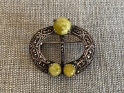 Stara Broszka Celtycka Srebro  Connemara Marmur Markazyty