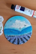 Mini obraz na płótnie malowany olejem Lawenda Góry mini painting