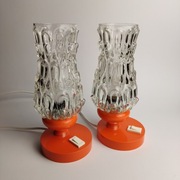 Zestaw lampek nocnych z pomarańczowymi podstawami - lata 70 