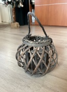 Lampion wiklinowy szary dekoracyjny duży