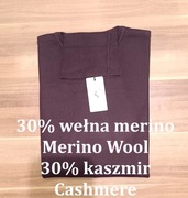 Sweter męski z golfem z wełną z merynosa i kaszmirem XL fioletowy