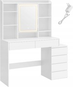 Toaletka do Makijażu z Lustrem Podświetlanym LED, Wbudowana Szafka Szuflady