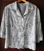 Koszula damska wizytowa biała w czarne wzory 