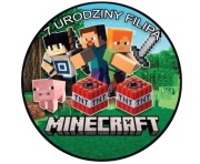 Opłatek cukrowy na tort Minecraft lub Labubu 20 cm + napis GRATIS