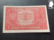 Banknot 1 Marka Polska 1919 EN Królowa Jadwiga STAN DudCoin