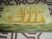 Statki - Marynistyka  reprint XIX w. grafik do aranżacji wnętrza