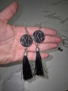 Czarno srebrne kolczyki zestaw 3 par