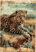 pocztówka z motywem Dzikiego Zachodu. Jaguar