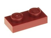 LEGO PŁYTKA 1X2 CIEMNOCZERWONA - 2 SZTUKI