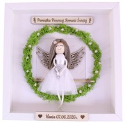 Pamiątka Pierwszej Komunii Świętej Ramka 3D Anioł Stróż Rękodzieło Prezent