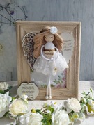 Pamiątka Pierwszej Komunii Świętej Anioł Stróż w ramce 