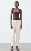 Zara spodnie typu jogger z wysokim stanem xs beż