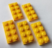 LEGO PŁYTKA 3020 2X4  ŻÓŁTE  - 5 SZTUK