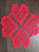 Serweta serca walentynki na szydełku czerwona kordonek 