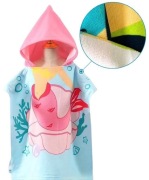 Kąpielowy ręcznik peleryna z kapturem dla dzieci.