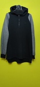 Bluza Adidas streetwear czarna z elem.  Szarymi ze stójką na suwak i kaptu