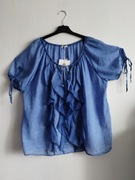 Nowa bluzka Made in Italy niebieska falbanki