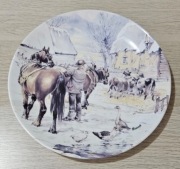 WEDGWOOD Talerz ozdobny porcelanowy w pudełku Certyfikat wieś koń 