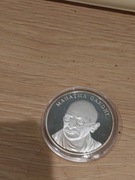 Medal srebrny  z wizerunkiem Mahatmy Ghandiego