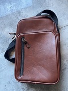 Skórzana elegancka torba ZARA naramienna męsk, brązowa, nieużywana