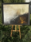 Olej na płótnie, mroczny obraz, czarna rama