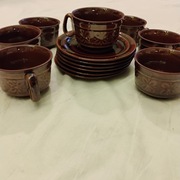 Komplet kawowy PRL – Zakłady Ceramiczne Pruszków – 8 fil+ 6 podstawek